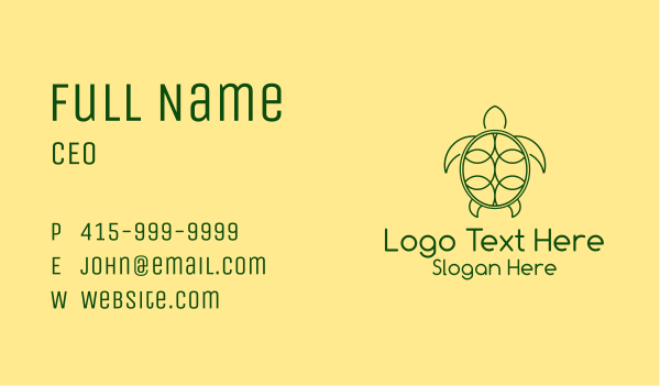 Green Turtle Monoline Business Card Design Image Preview