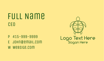 Green Turtle Monoline Business Card Image Preview