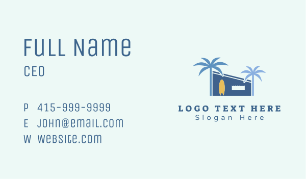 Blue Beach House Business Card Design Image Preview