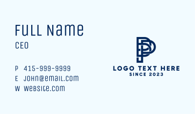 Letter PD Monogram Business Card Image Preview