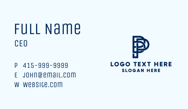 Letter PD Monogram Business Card Design Image Preview