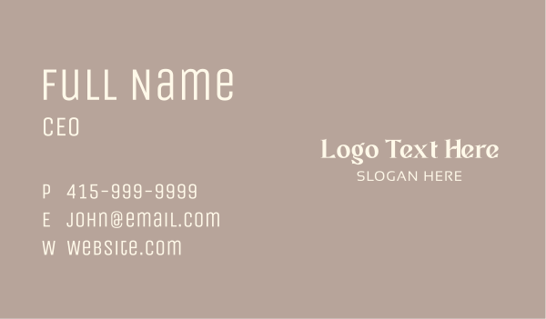 Elegant Minimalist Wordmark Business Card Design Image Preview