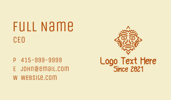 Mayan Sun Mask Business Card Design Image Preview
