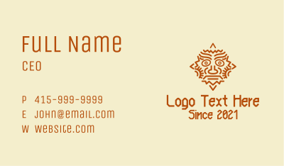 Mayan Sun Mask Business Card Image Preview