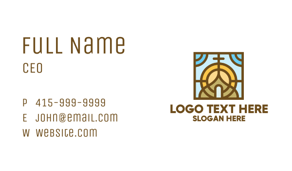 Colorful Mosaic Christian Church Business Card Design Image Preview