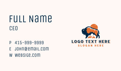 Bison Mountain Sunset Business Card Image Preview