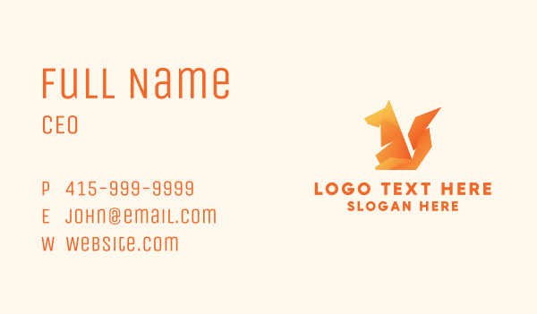 Orange Fox Origami  Business Card Design Image Preview