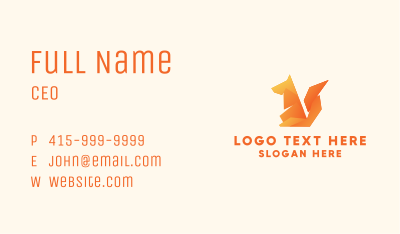 Orange Fox Origami  Business Card Image Preview