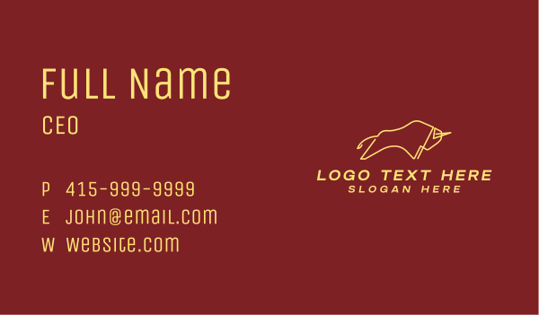 Minimalist Golden Bull Business Card Design Image Preview