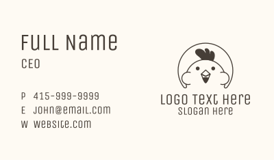 Black Cute Chicken Outline Business Card