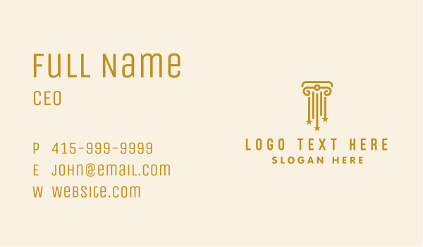 Gold Star Column Business Card Design Image Preview