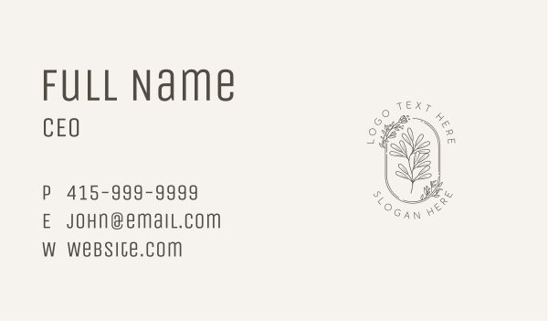 Simple Leaf Ornament Business Card Design Image Preview