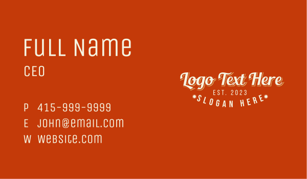 Funky Retro Wordmark Business Card Design Image Preview