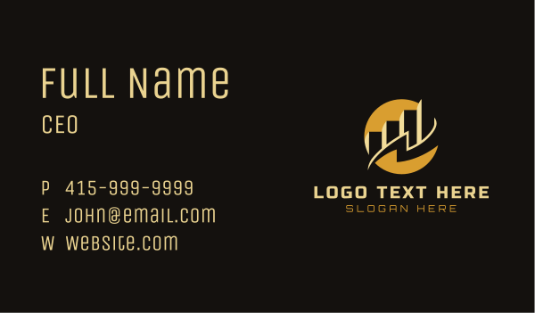 Gold Fintech Graph Business Card Design Image Preview