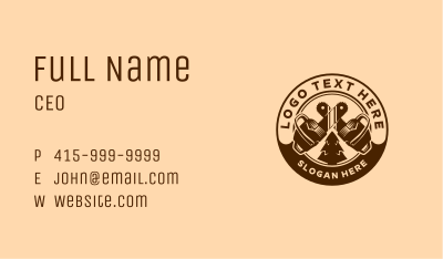 Chainsaw Lumberjack Badge Business Card Image Preview