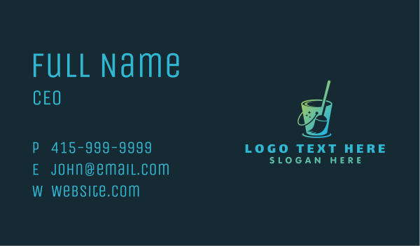 Cleaning Mop Bucket  Business Card Design Image Preview