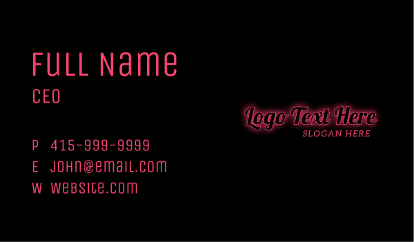 Neon Chic Wordmark Business Card Design Image Preview