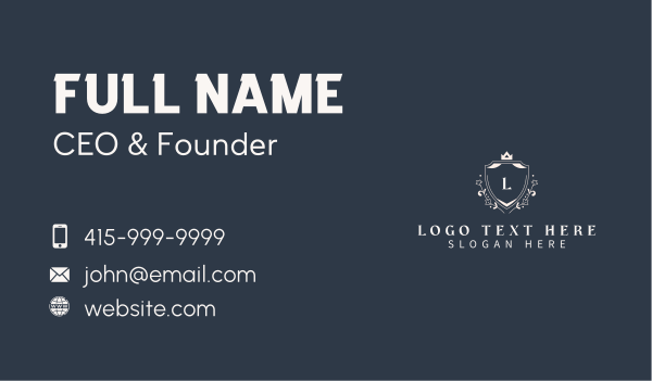 Ornament Crown Shield Lettermark Business Card Design