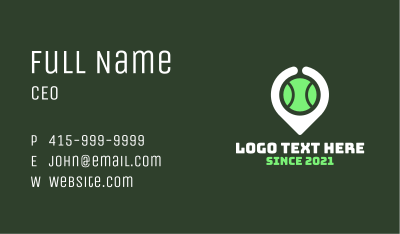 Tennis Ball Location Pin  Business Card Image Preview