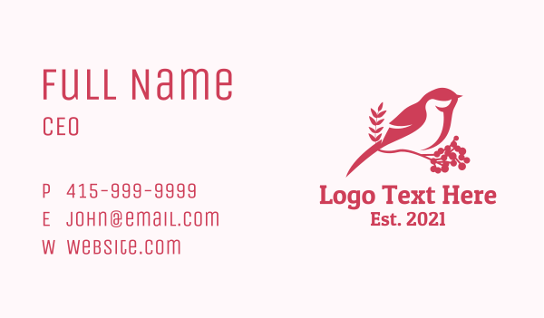 Pink Bird Perch Business Card Design Image Preview