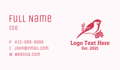 Pink Bird Perch Business Card Image Preview