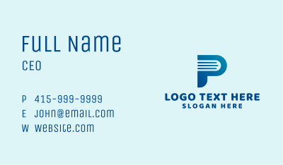 Digital Book Letter P Business Card Image Preview
