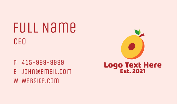 Fresh Peach Slice  Business Card Design Image Preview