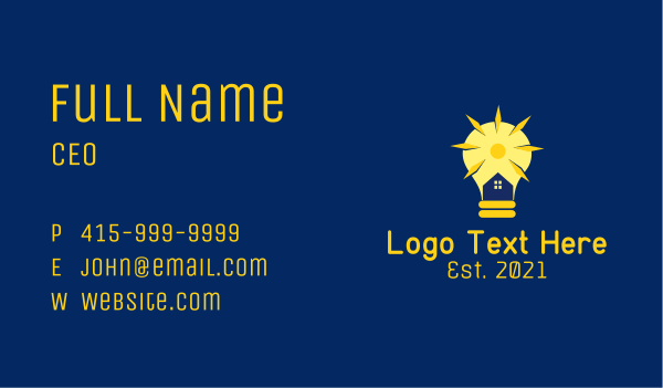 Solar Bulb House  Business Card Design Image Preview