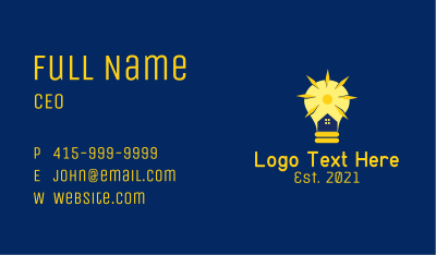 Solar Bulb House  Business Card Image Preview