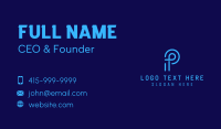 Blue Tech Letter P Business Card Image Preview