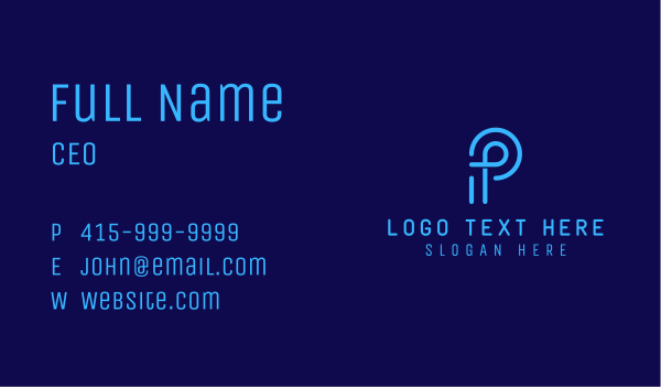 Blue Tech Letter P Business Card Design Image Preview