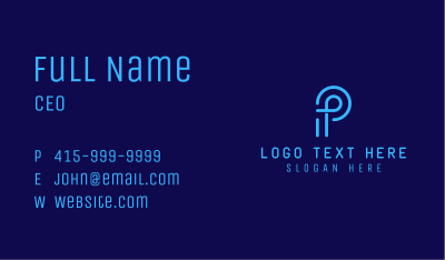 Blue Tech Letter P Business Card Image Preview