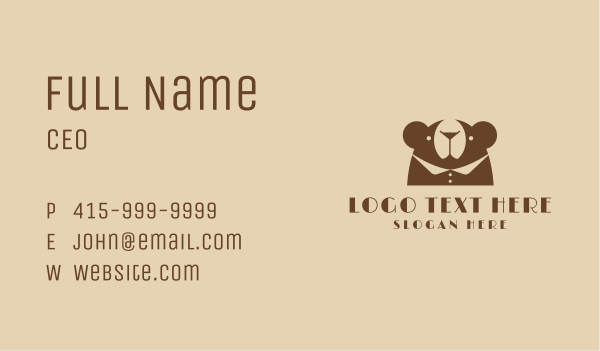 Cocktail Bear Waiter Business Card Design Image Preview