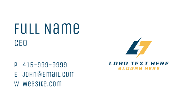 Electric Bolt Lightning  Business Card Design Image Preview