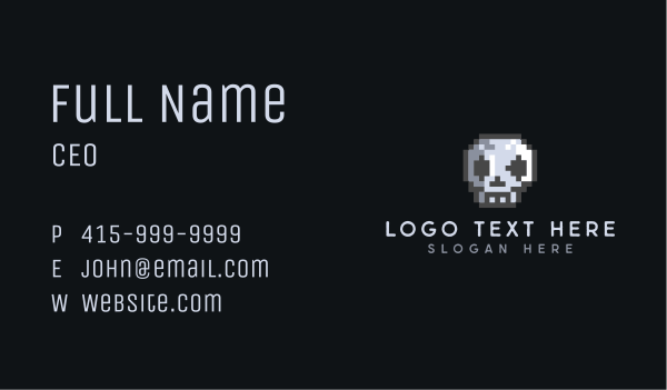 Skull Pixelated Gamer Business Card Design Image Preview