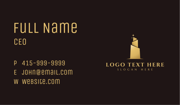 Gold Star Building Business Card Design Image Preview