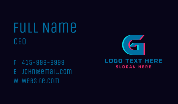 Cyber Glitch Letter G  Business Card Design Image Preview