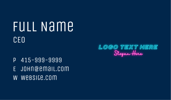 Neon Light Party Business Card Design Image Preview