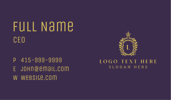 Gold Royal Shield Hotel Business Card Design Image Preview