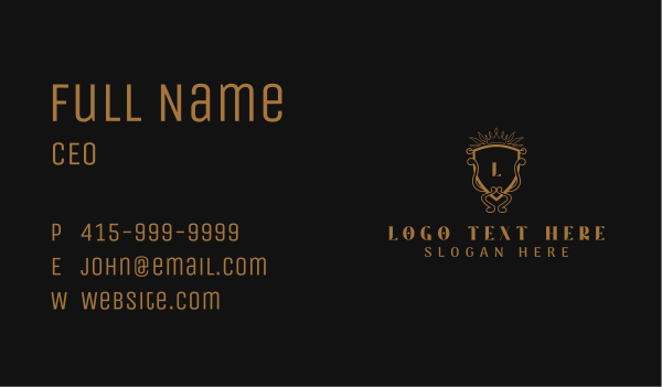 Ornamental Crown Shield Business Card Design Image Preview