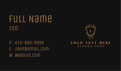 Ornamental Crown Shield Business Card Image Preview