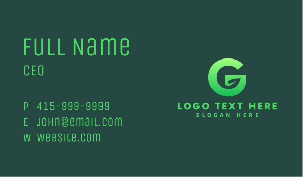 Organic Leaf Letter G Business Card Design Image Preview