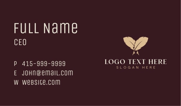 Quill Writing Publishing Business Card Design Image Preview