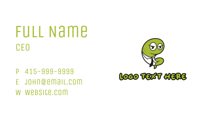 Cartoon Green Worm Business Card Image Preview