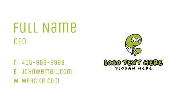 Cartoon Green Worm Business Card Design Image Preview