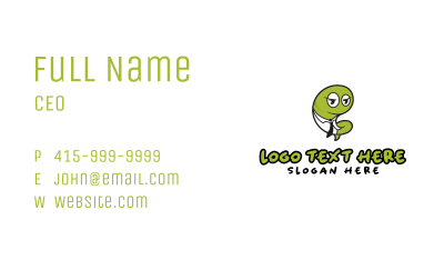 Cartoon Green Worm Business Card Image Preview
