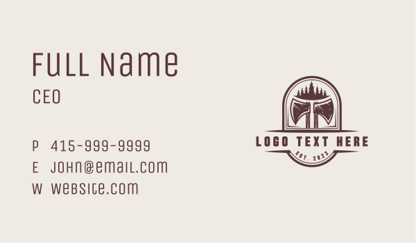 Axe Pine Tree Logger Business Card Design Image Preview