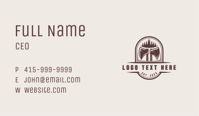Axe Pine Tree Logger Business Card Image Preview