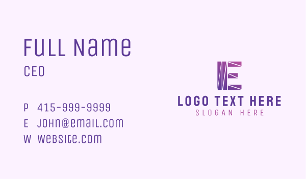 Modern Purple Letter E Business Card Design Image Preview