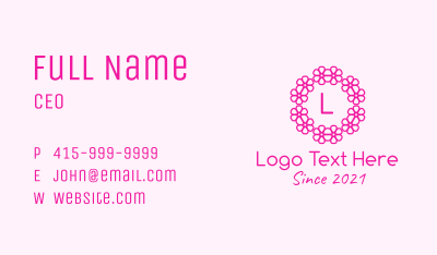 Pink Cherry Blossom Letter Business Card Image Preview